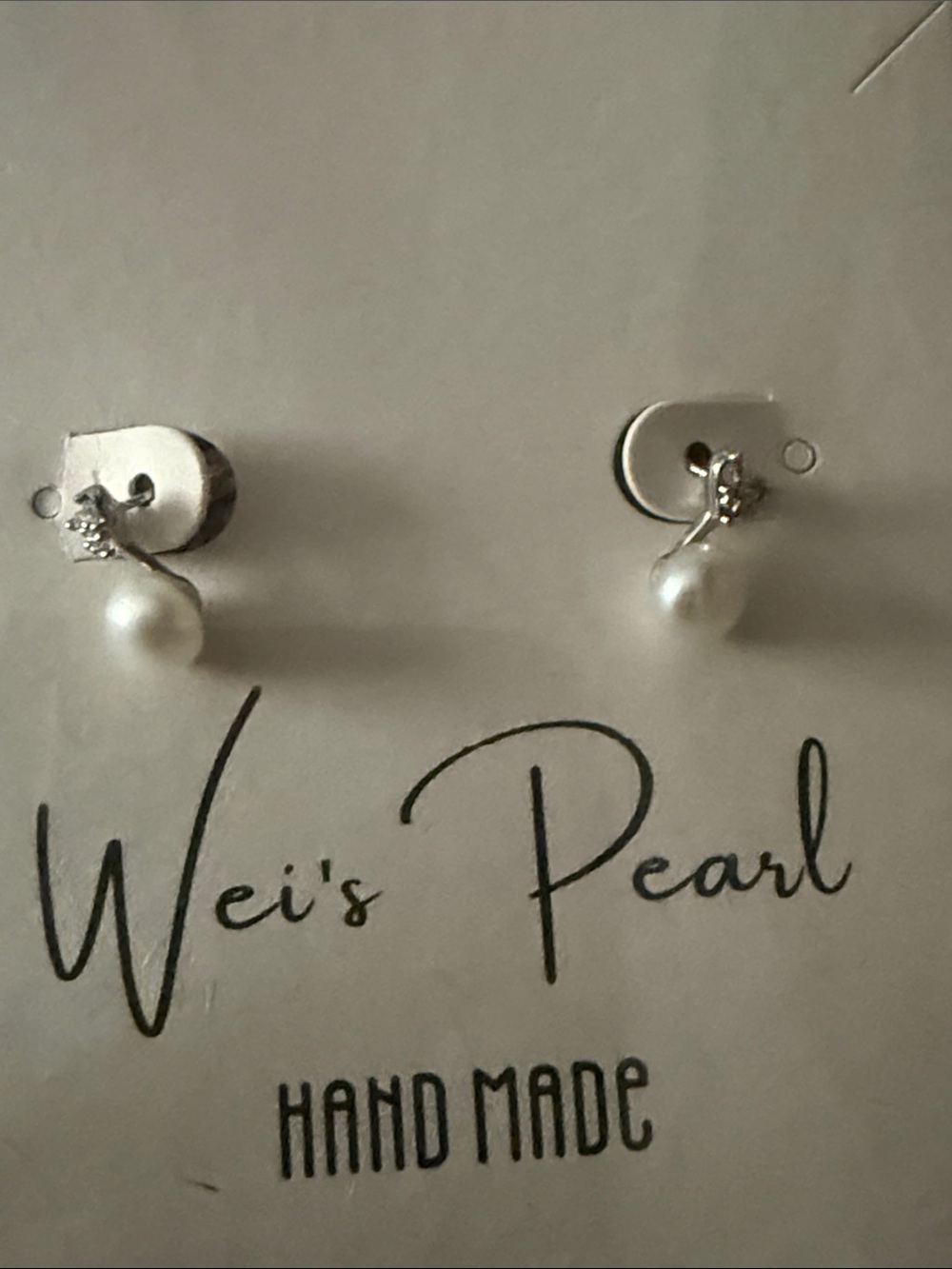 Silver and pearl Drop Stud Earrings